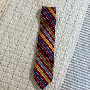 Paul Fredrick Vibrant Striped Tie in Red, Blue, and Green